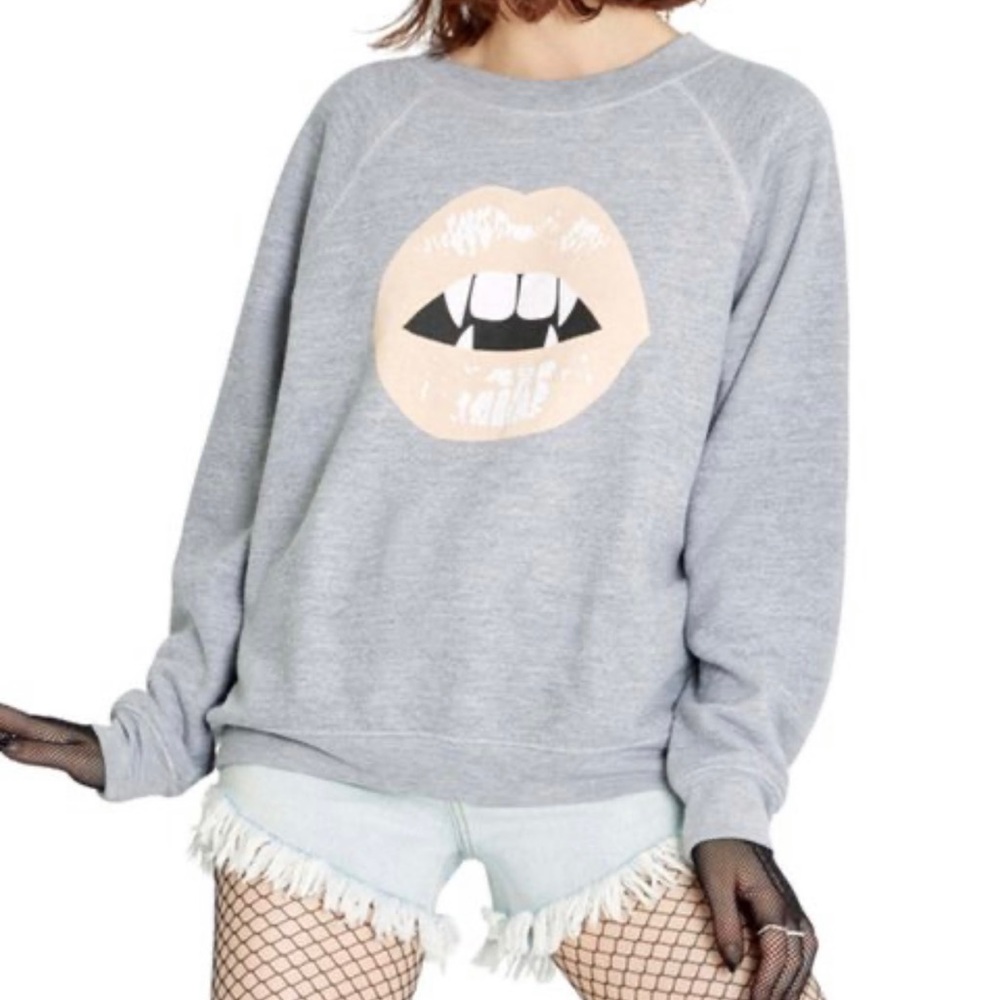 Wildfox heather gray Vampy Halloween vampire SOMMERS sweatshirt